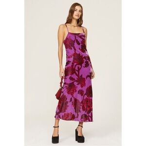 RHODE Jemima Maxi Slip Dress Camellia Vine Crocus Velvet Purple Size 6